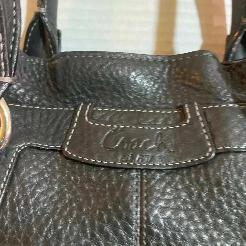 Coach vintage black leather satchel handbag - Picture 6 of 8